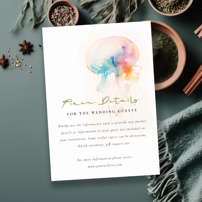 Watercolor Underwater Jellyfish Wedding Details Enclosure Card (Creator Uploaded)