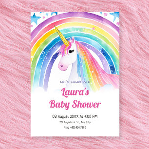 Watercolor unicorn baby shower invitation