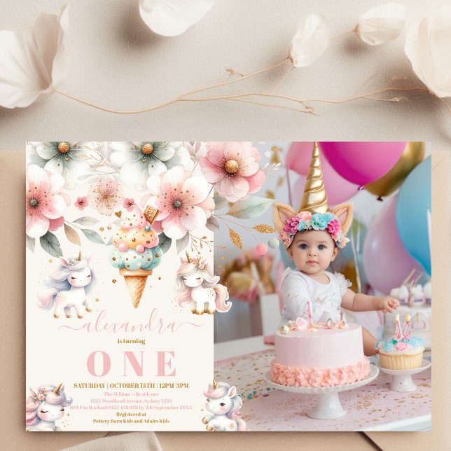 Watercolor Unicorn Birthday Invitation 1st photo (Creator Uploaded)
