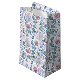 Watercolor Unicorn Crystals & Roses Pattern Small Gift Bag