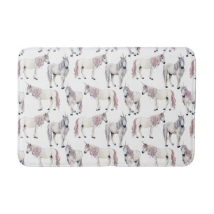 Watercolor Unicorn Fairy Tale Pattern Bath Mat