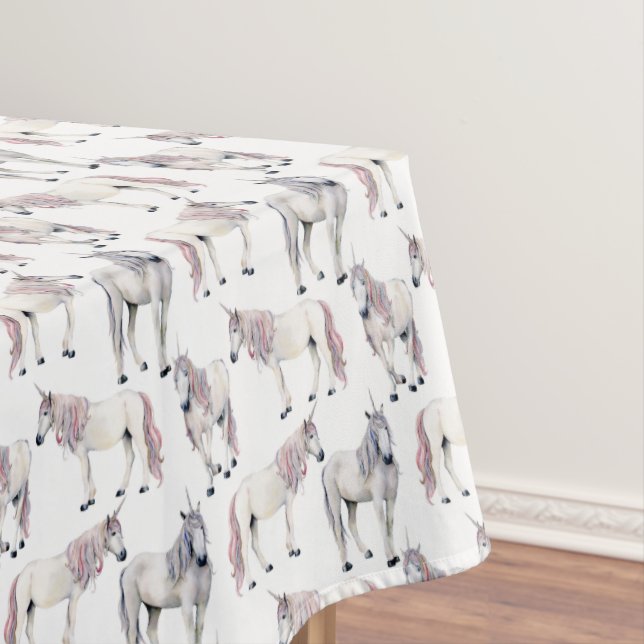 Watercolor Unicorn Fairy Tale Pattern Tablecloth (In Situ)