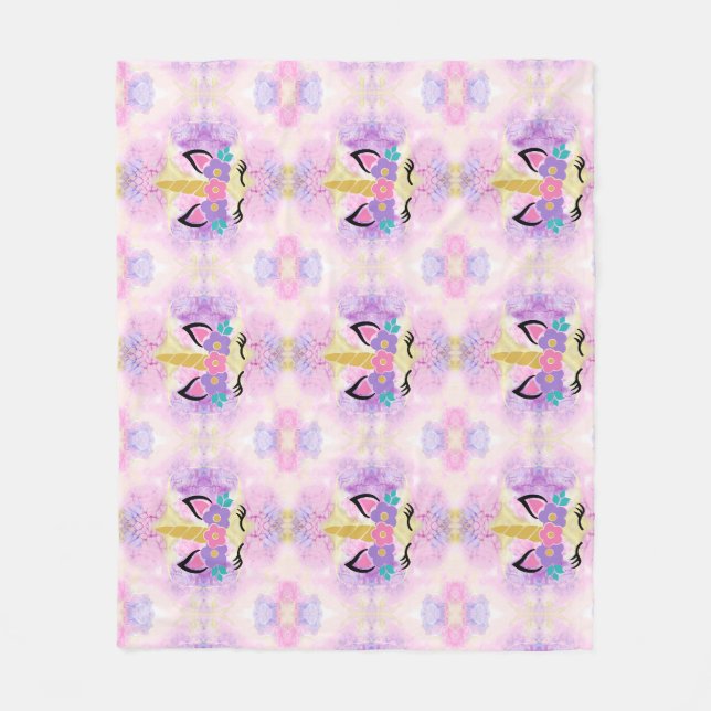 Watercolor Unicorn Fleece Blanket (Front)
