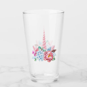 Watercolor Unicorn Floral Crown Glass