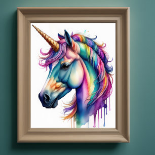 Watercolor Unicorn in Candy Colours III Poster