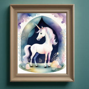 Watercolor Unicorn in Soft Pastels Poster