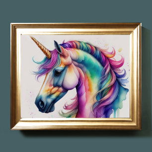 Watercolor Unicorn IV Poster