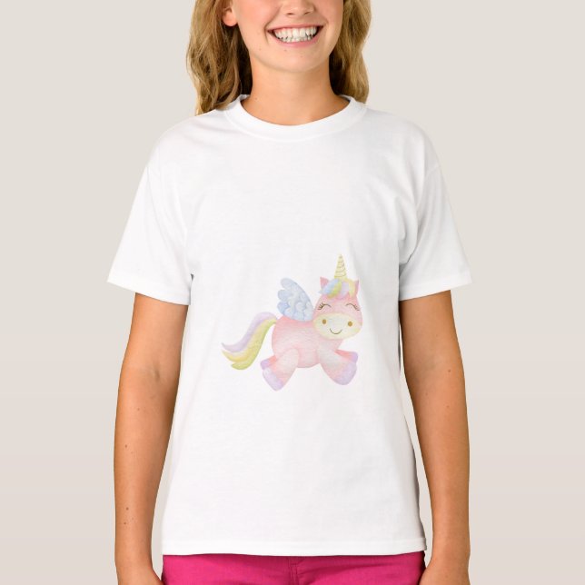 Watercolor Unicorn Kids T-Shirt (Front)