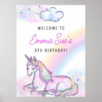 Watercolor Unicorn Magical Day Girl's Birthday