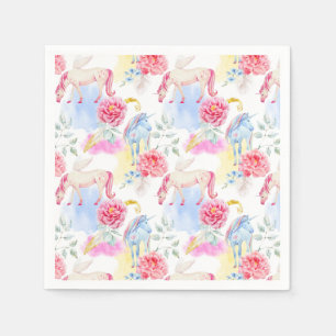 Watercolor Unicorn & Pegasus Pattern Napkin