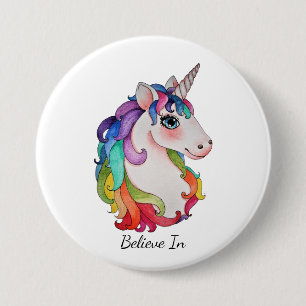Watercolor Unicorn With Rainbow Hair 7.5 Cm Round Badge