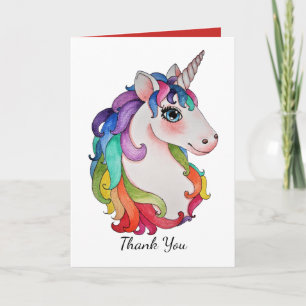 Watercolor Unicorn With Rainbow Hair Card