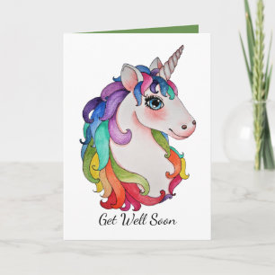 Watercolor Unicorn With Rainbow Hair Card