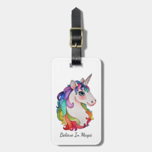 Watercolor Unicorn With Rainbow Hair Luggage Tag