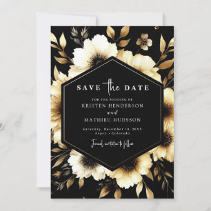 Watercolor Unique Gold and Black Wedding Save The Date