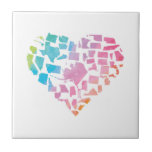 Watercolor United States Heart Ceramic Tile<br><div class="desc">This design features an illustration of the American states in the shape of a heart.</div>
