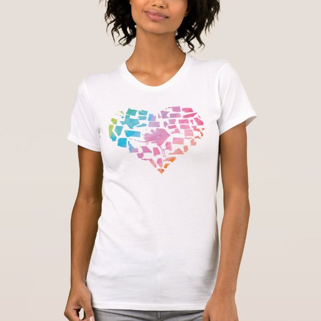 Watercolor United States Heart T-Shirt (Front)