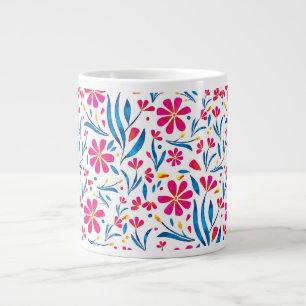 Watercolor Uplifting Floral Pattern Large Coffee Mug