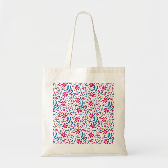 Watercolor Uplifting Floral Pattern Tote Bag (Front)