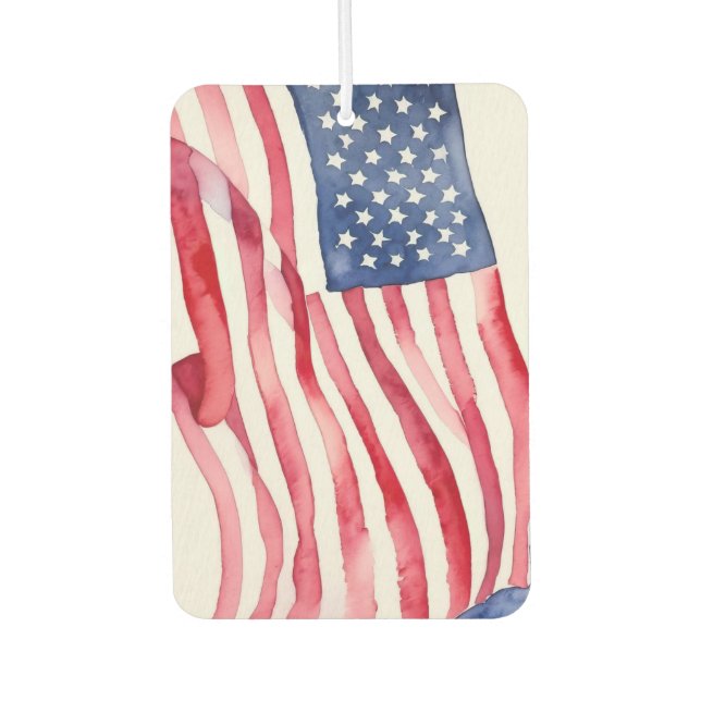 Watercolor US Flag Car Air Freshener (Front)