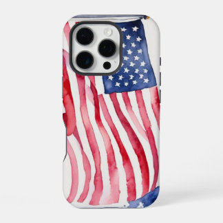 Watercolor US Flag iPhone 16 Pro Case