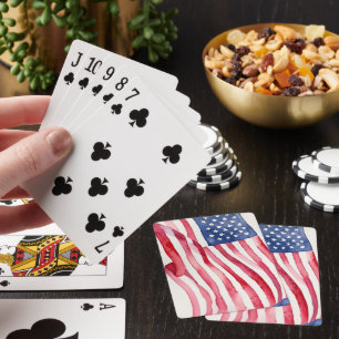 Watercolor US Flag Playing Cards