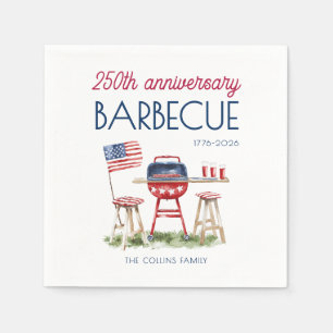 Watercolor USA 250th Anniversary Barbecue Party Napkin