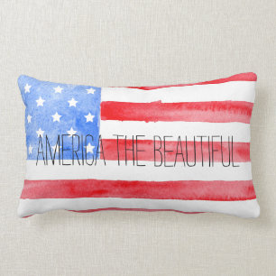 Watercolor USA Flag Lumbar Cushion