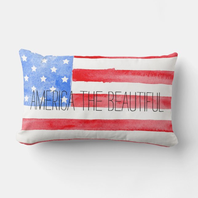 Watercolor USA Flag Lumbar Cushion (Front)