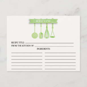 Watercolor Utensils Bridal Shower Recipe Cards