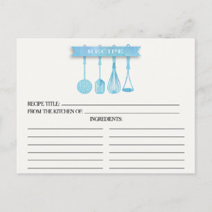 Watercolor Utensils Bridal Shower Recipe Cards