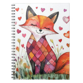 Watercolor Valentine Fox Card Notebook