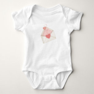Watercolor Valentine Love Letter Envelope Baby Bodysuit