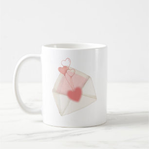 Watercolor Valentine Love Letter Envelope Coffee Mug