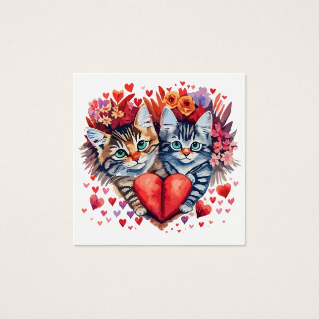 Watercolor Valentines cats with love (Front)