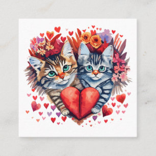 Watercolor Valentines cats with love Loyalty Card