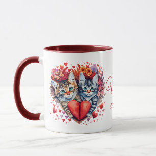 Watercolor Valentines cats with love Mug