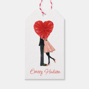 Watercolor Valentine's Fashion Girl Gift Tags