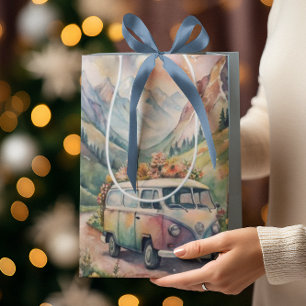 Watercolor Van with Custom License Plate Gift Medium Gift Bag
