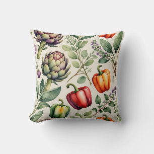 Watercolor Vegetable Garden Pattern Cushion