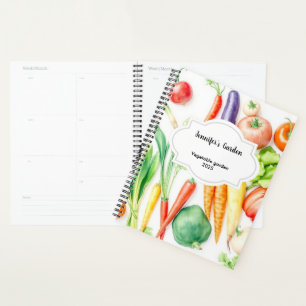 Watercolor vegetables pattern personal garden planner