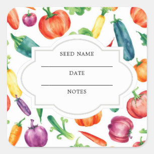 Watercolor vegetables pattern seed saver envelope square sticker