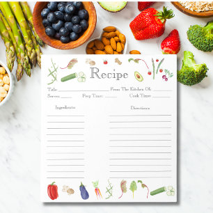 Watercolor Vegetables Recipe Notepad