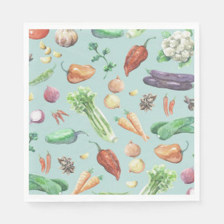 Watercolor Veggies & Spices Pattern Napkin