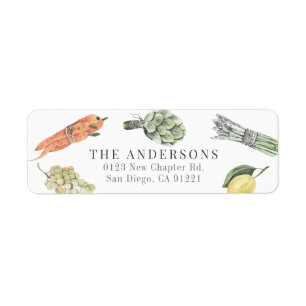 Watercolor Vegitables & Fruits Return Address Label