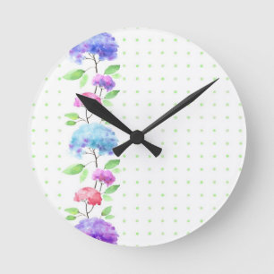 Watercolor vertical seamless pattern border round clock