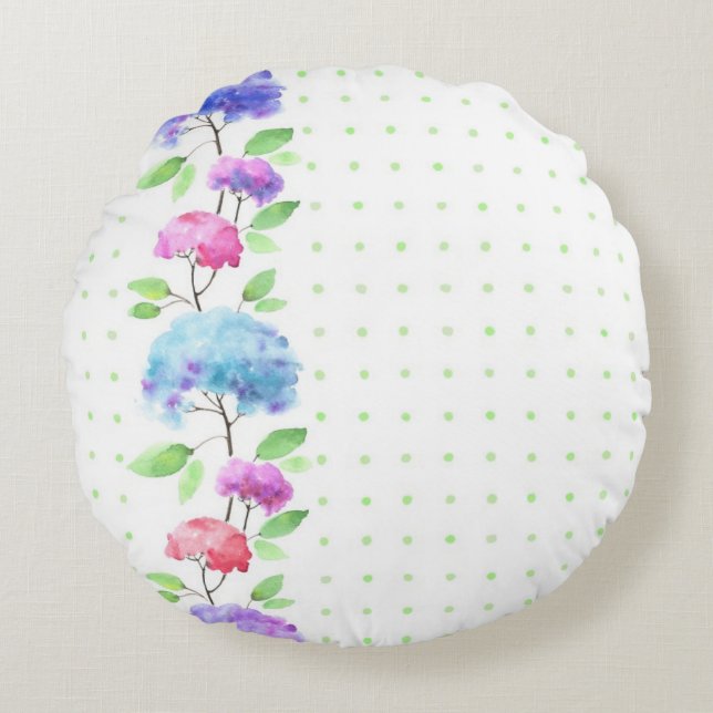 Watercolor vertical seamless pattern border round cushion (Front)