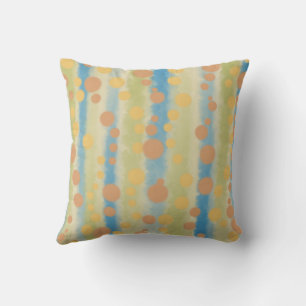 Watercolor Vertical Striped Polka Dots  Cushion