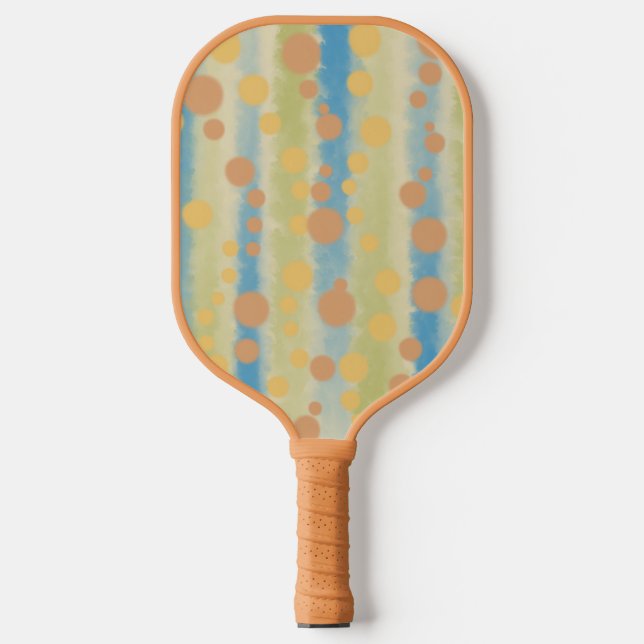 Watercolor Vertical Striped Polka Dots Pickleball Paddle (Front)