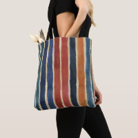 Watercolor Vertical Stripes Brick Rust Teal Navy 